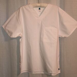 maevn L Men’s White V-Neck Scrub Top